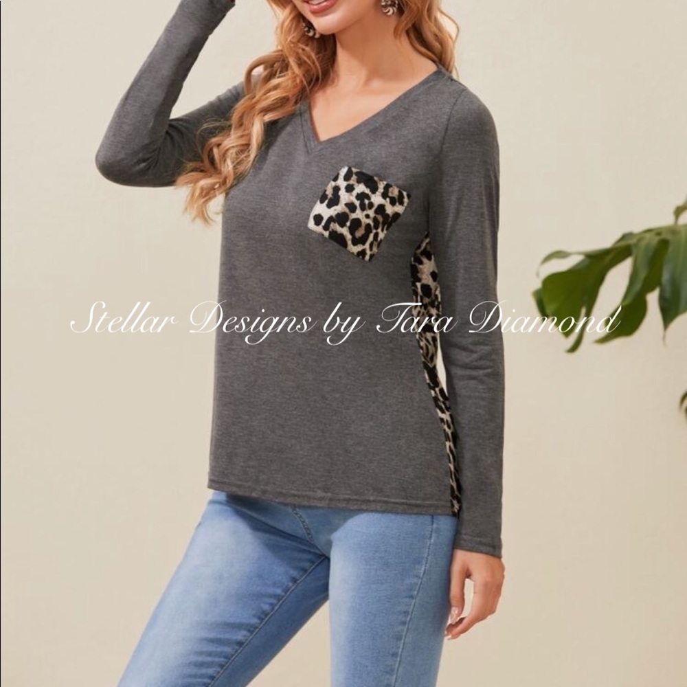 87. Stellar two tone leopard print top🌙